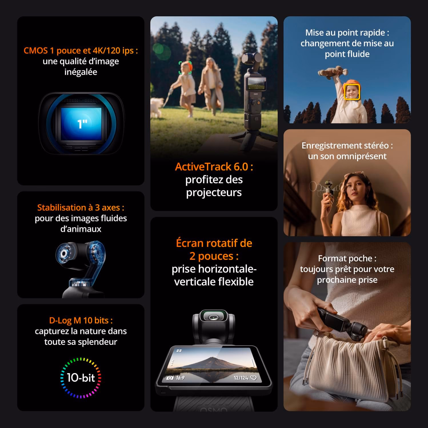 DJI Osmo Pocket 3 vue arrière montrant le design compact