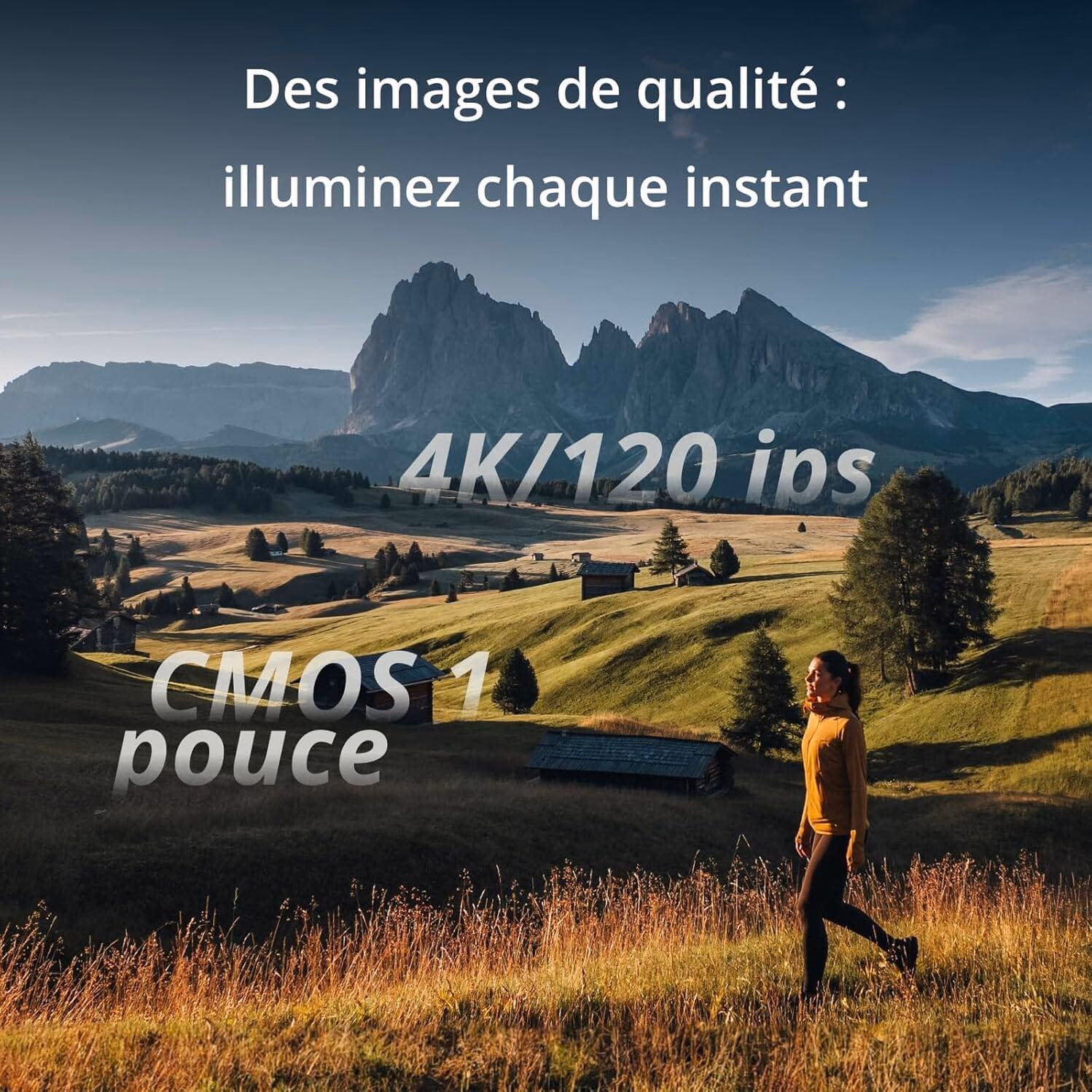DJI Osmo Pocket 3 vue latérale montrant le profil ultra-fin et le gimbal