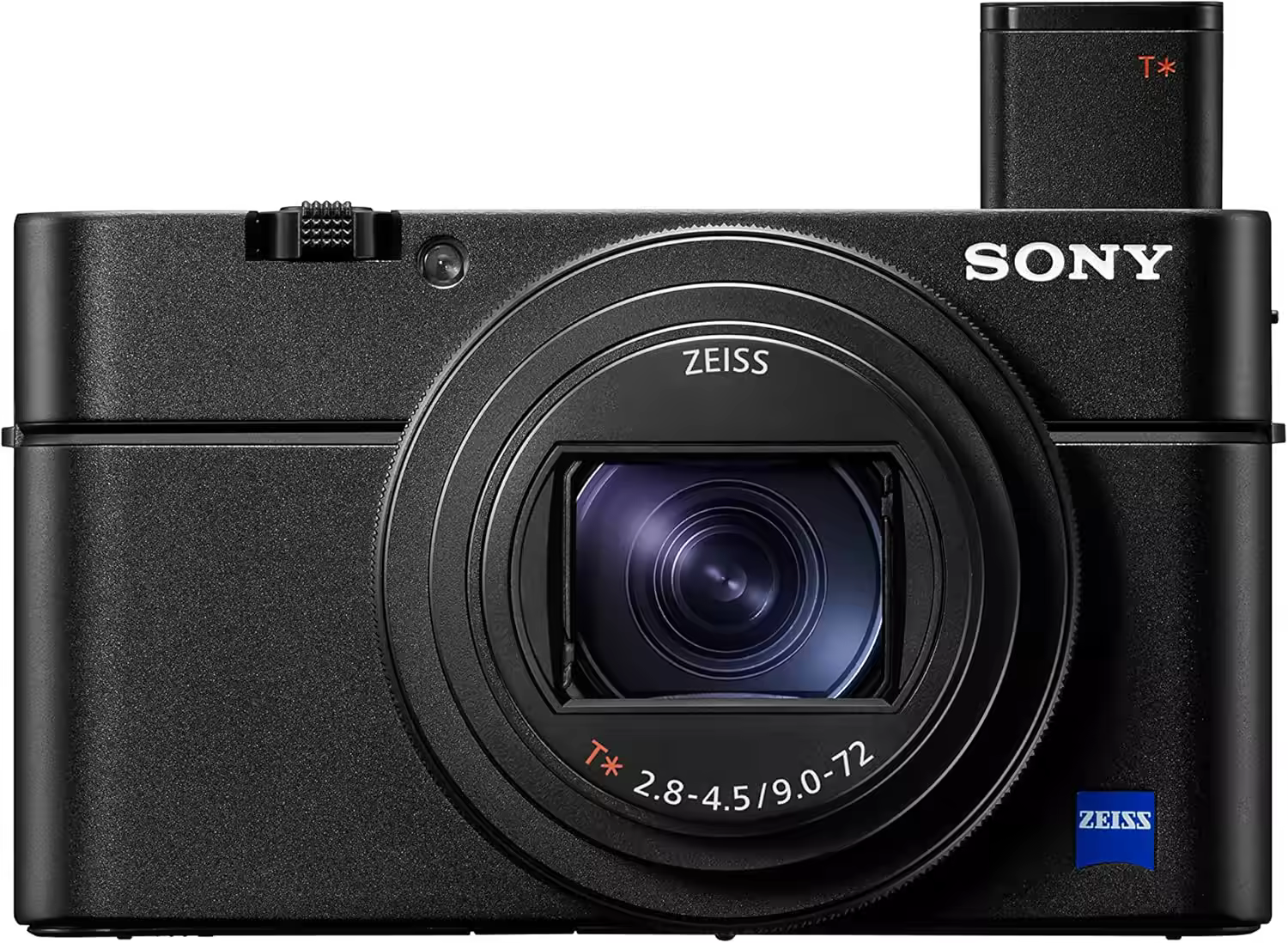 Sony RX100 VII avec optique 24-200mm partiellement sortie vue de dos